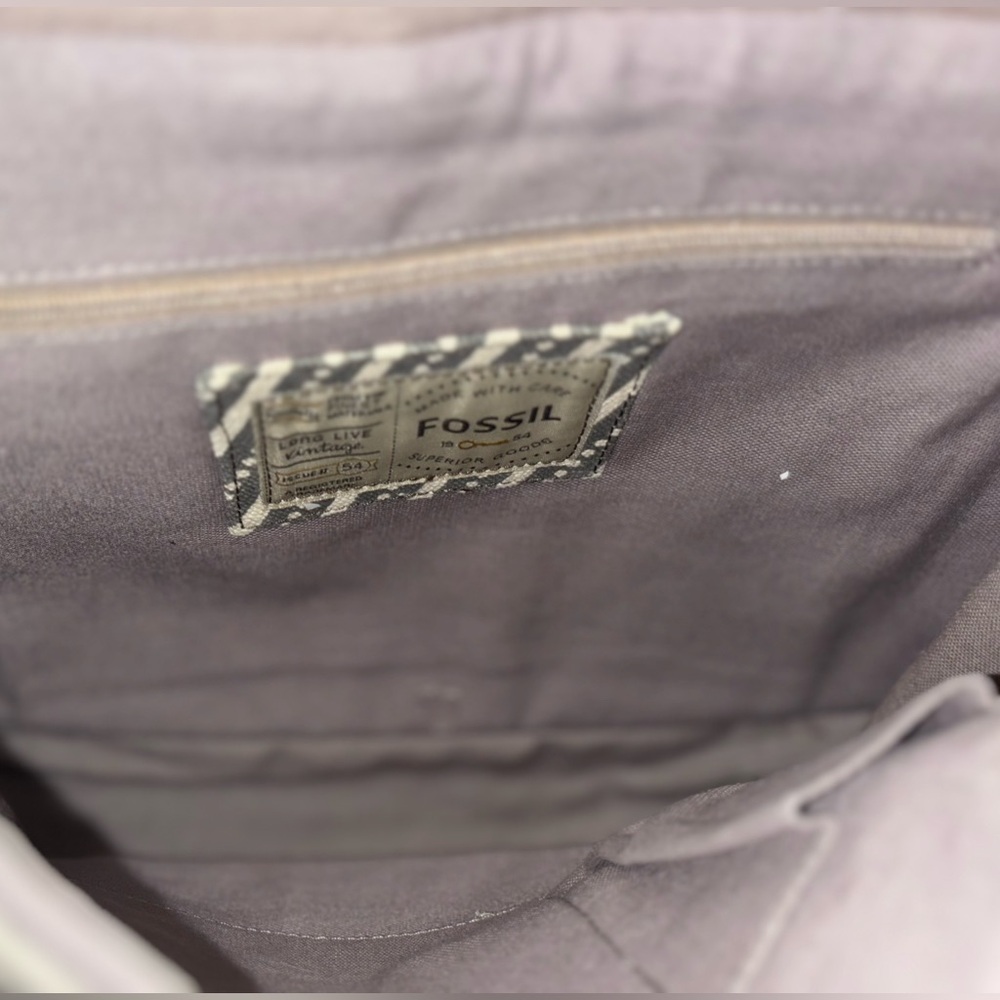 Fossil Canvas Flap closure bag with Leather Trim - Picture 8 of 9